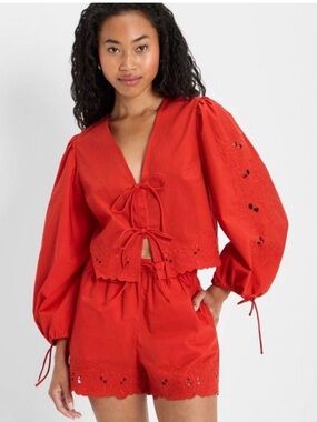 Future Collective eyelet tie front top